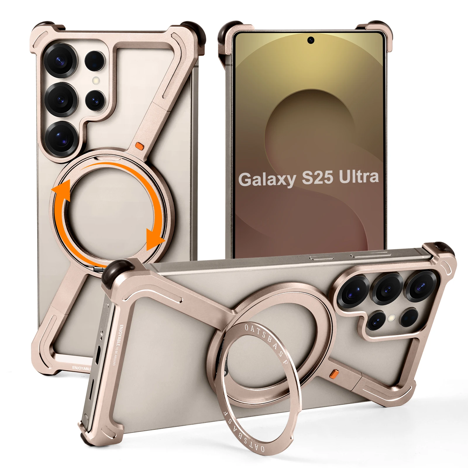 Eary Shockproof Frameless Phone Case with Magsafe Magnetic Ring Stand