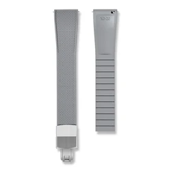 Quick Release FKM Fluororubber Watch Strap with Adjustable Length and Deployment Clasp - 21mm (Grey)