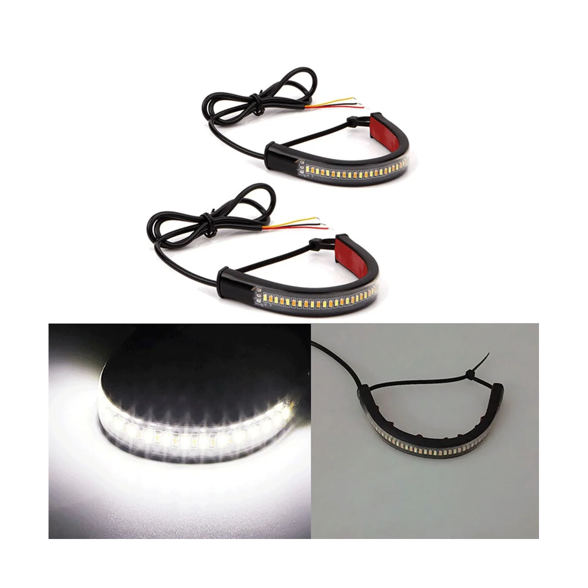 

12V 36-Colour LED Strip Bi-Colour White and Yellow Shock Light with Strap Bi-Colour Running Light for Motorbike Lights
