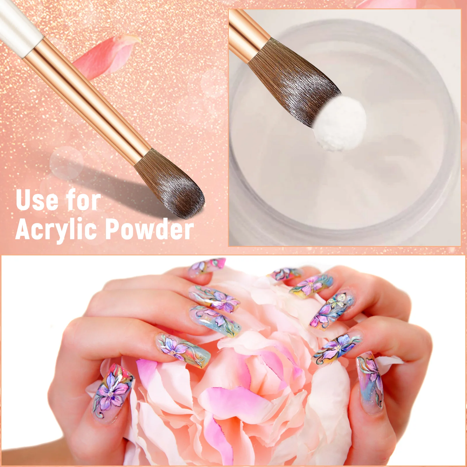 Kolinsky Acrylic Nail Brush Size18,Nail Art Brush for Acrylic Powder Round Oval Shaped Wood Handle Professional Manicure for DI 4