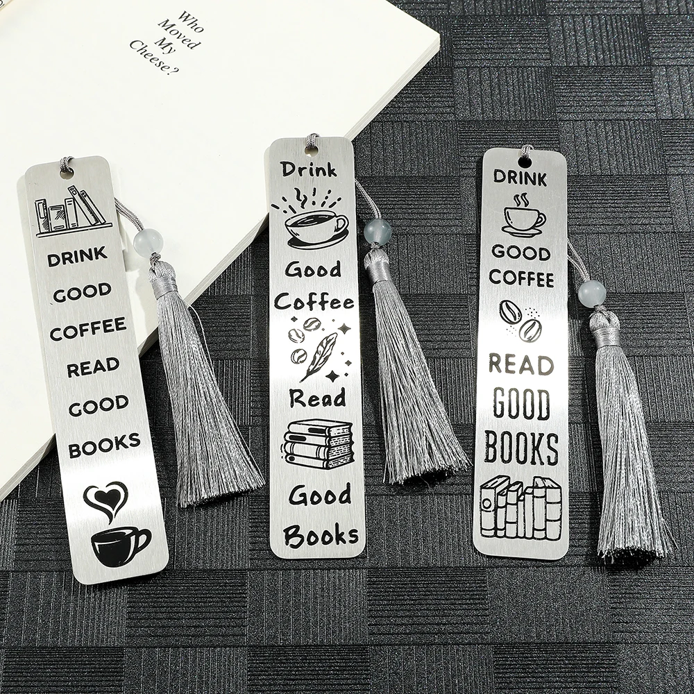 Drink Good Coffee Read Good Books Engraved Bookmarks Metal Bookmarks Stationery School Supplies for Book Lovers Teacher Gifts metal bookmark bookmarks stationery supplies