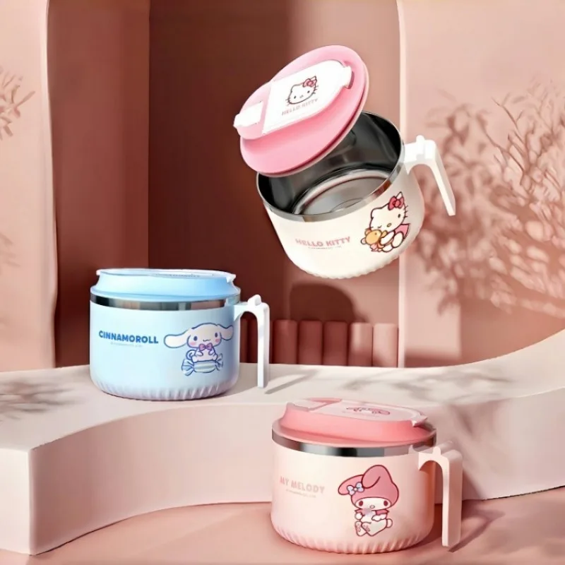 

Новая туалетная миска большой емкости My Melody Cinnamoroll для студенческого общежития, милая изоляционная коробка с крышкой