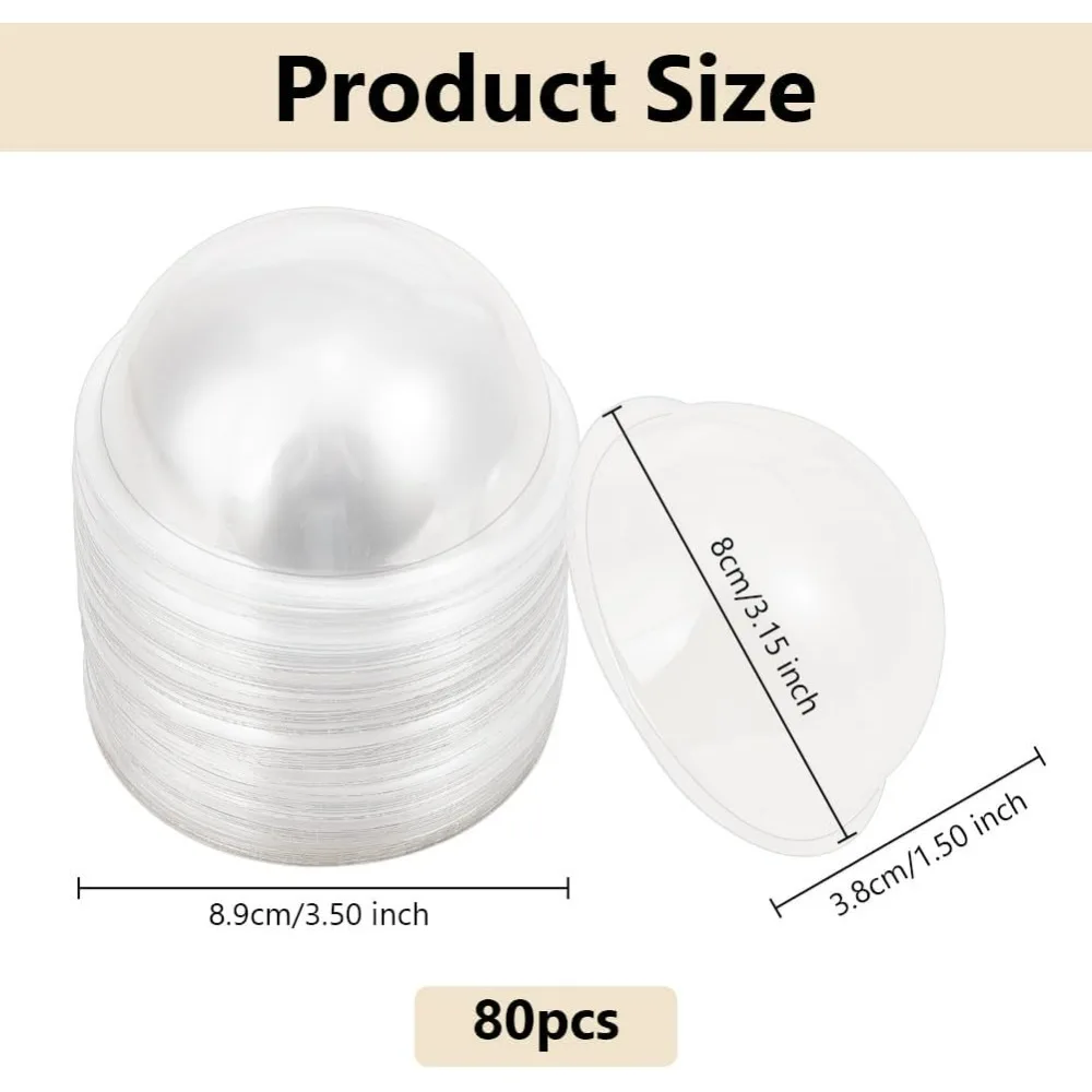 3.1 inch Half Ball Clear Candy Dome PVC Half Ball Domes Candy Holder Shaker Domes For Card Making Clear Plastic Dimension 80 Pcs plastic candy domes