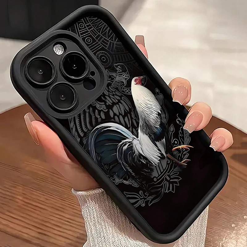 Artistic 2D Rooster & Eagle Graphic Print Phone Case