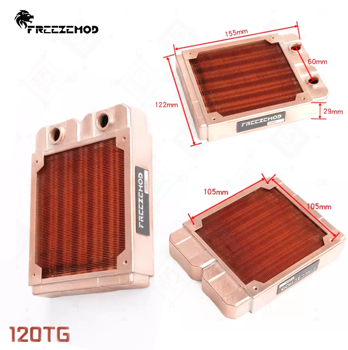 新品/FREEZEMOD/銅ラジエーター Frezemod-銅製ラジエーター120/240/360mm,水冷mod 2.7/2.9cm