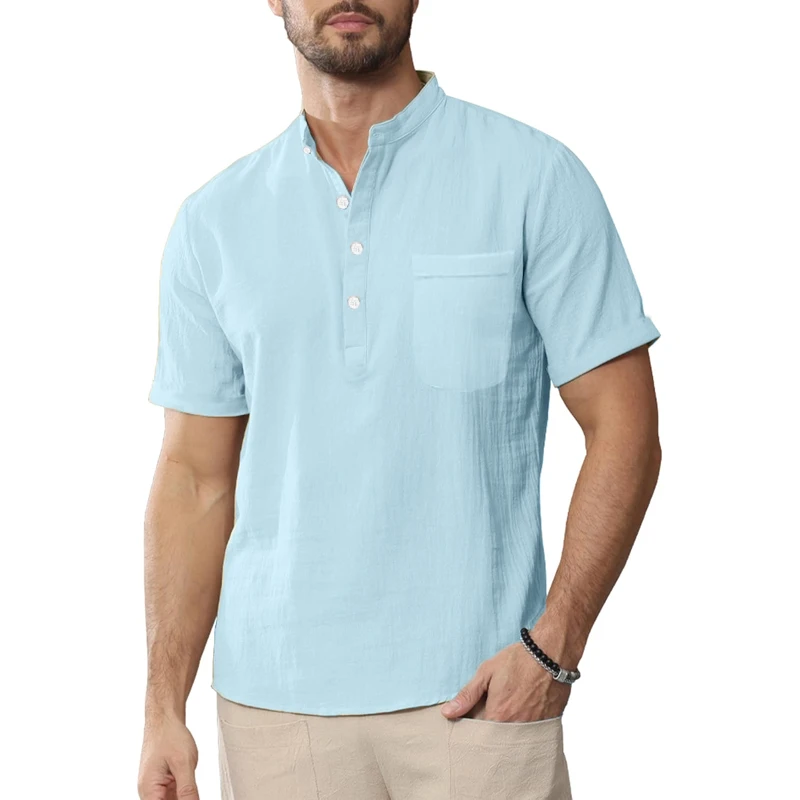 Animal Game Linen Shirt Summer Men's Lightweight Shirt Sping Short Sleeve TShirt  Fit Cotton Streetwear Casual Shirts for Men