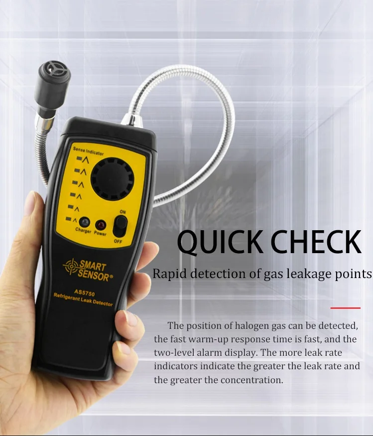 SMART SENSOR AS5750 Refrigerant Leak Detector High Sensitive USB Rechargeable Ha