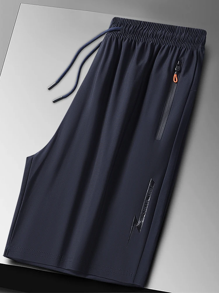 Plus Size Quick Dry Ice Silk Sport Shorts - Breathable Running Shorts with Zipper Pocket 6XL