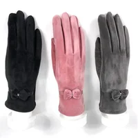New Ladies Gloves Mink Velvet Bow Winter New Ladies Fingertip Touch Screen Gloves Adult Warm Gloves