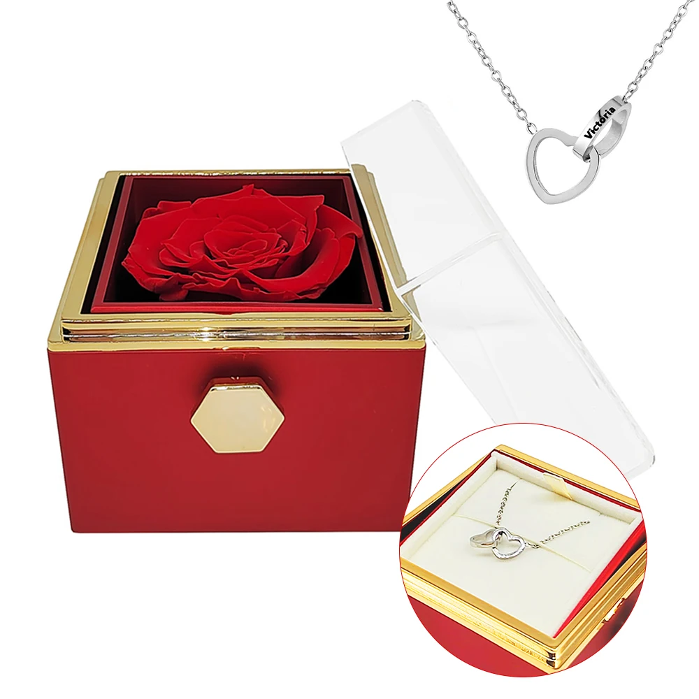 Rosa Eterna Con Collana Placcata In Oro Bianco Regalo Per San Valentino Donna