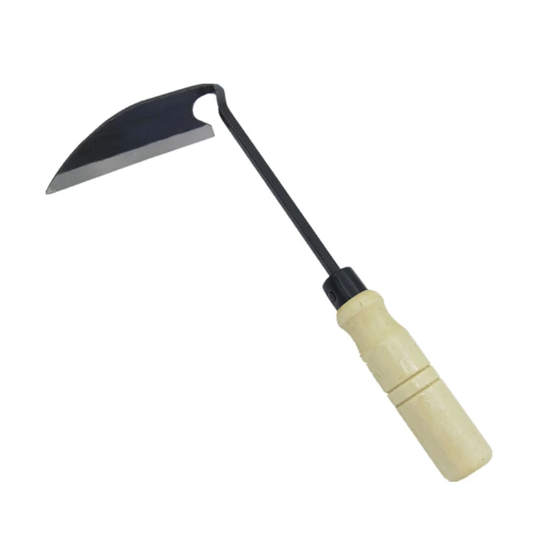 Gardening Hoe Small Wooden Handle Crooked Triangular Tip Hoes Multifunctional Agricultural Garden Seedling Tools Digger Tool