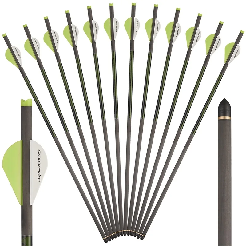 

Toparchery 20" Crossbow Bolts Pure Carbon Shaft Straightness.006 6PK For Crossbow Hunting Arrows
