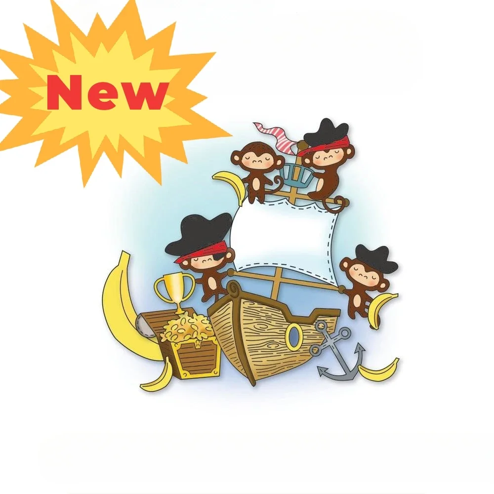 

Whittle Pirate Monkey Kit Metal Cutting Dies DIY Scrapbook Embossed Paper Card Album Craft Template Supplies Decoration 2024 New