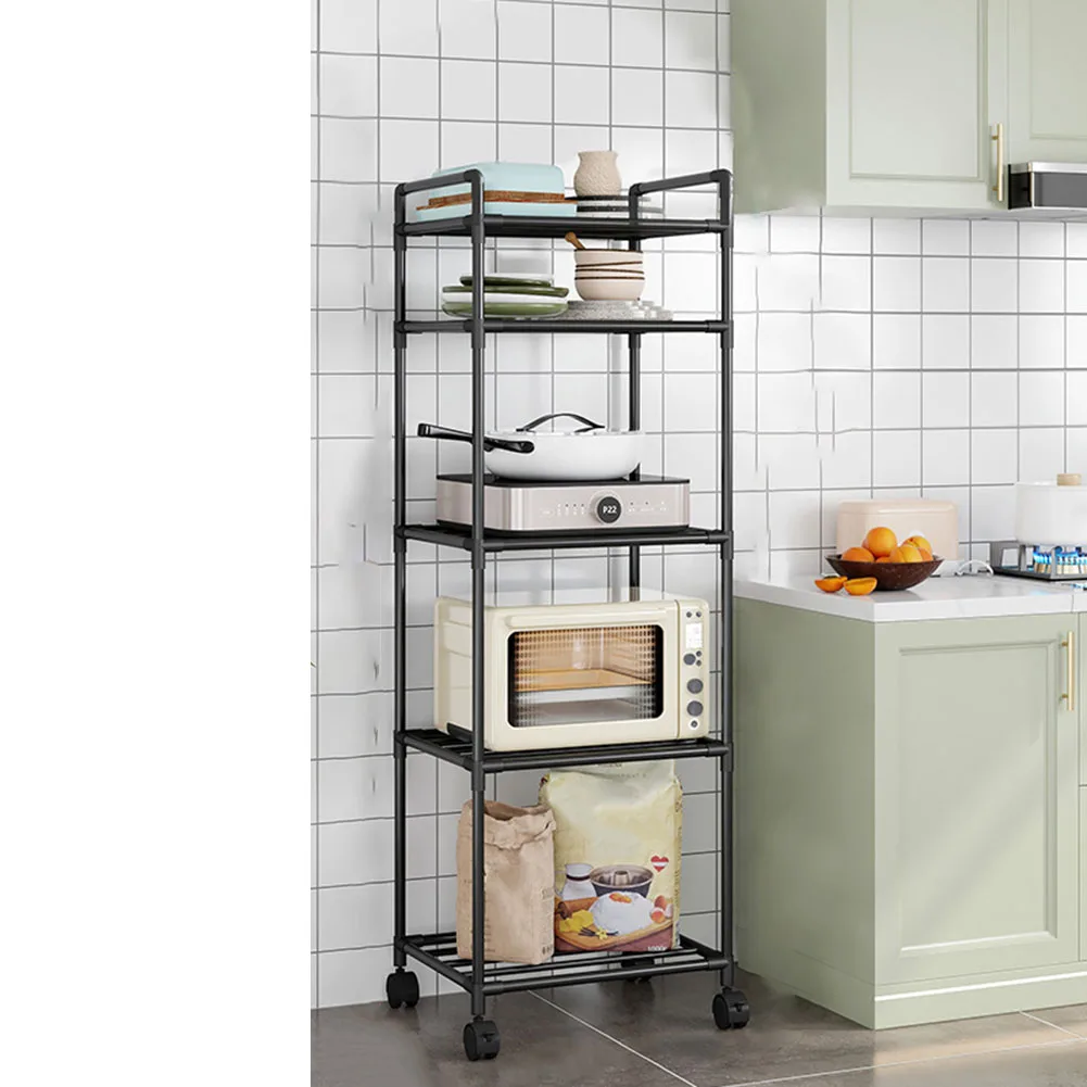 

1pcs Iron Paint Floor-Standing Bathroom Storage Rack Room Punch-Free Storage Rack With Pulleys Home Storage