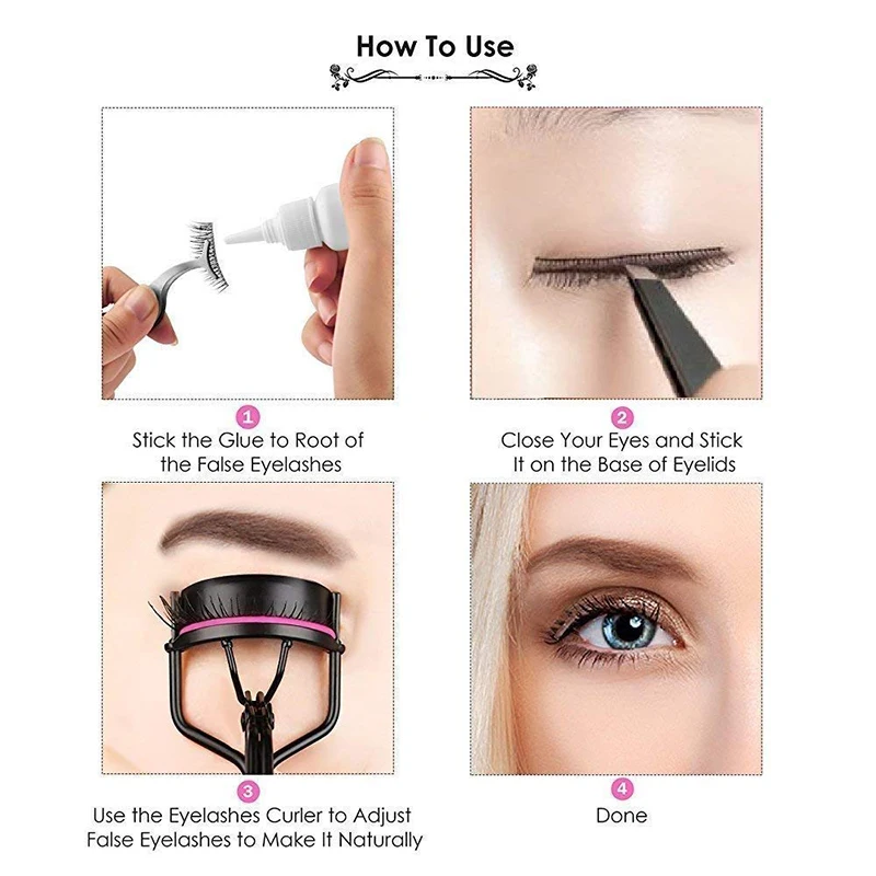 11Pcs/lot Eyelash Curler Curl Eye Lash Cosmetic Makeup Eyelash Curler 1Pc Handle + 10 Silicone Replacement Pads Curling Tools