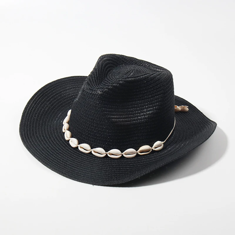 Fashion Shell Cowboy Cowgirl Hat For Women Men Straw Hat Wide Brim Beach Hats Vacation Summer Panama Sun Hat Wholesale 3