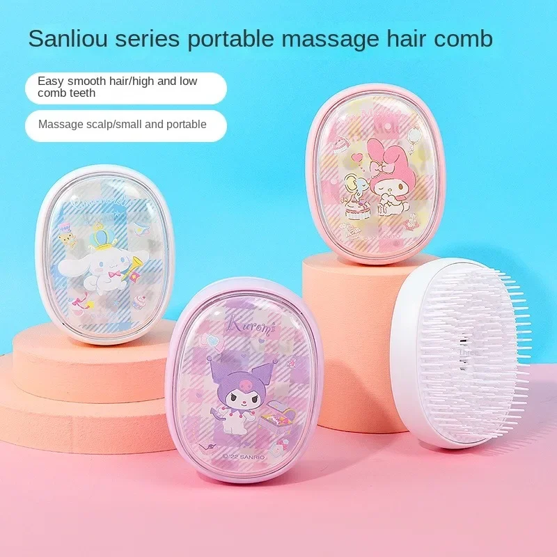 

in stock miniso Sanrio Massage Hair Smoothing Comb Portable Cinnamon Dog Kuromi Compact Carry-on Comb Anime Model birthday gift