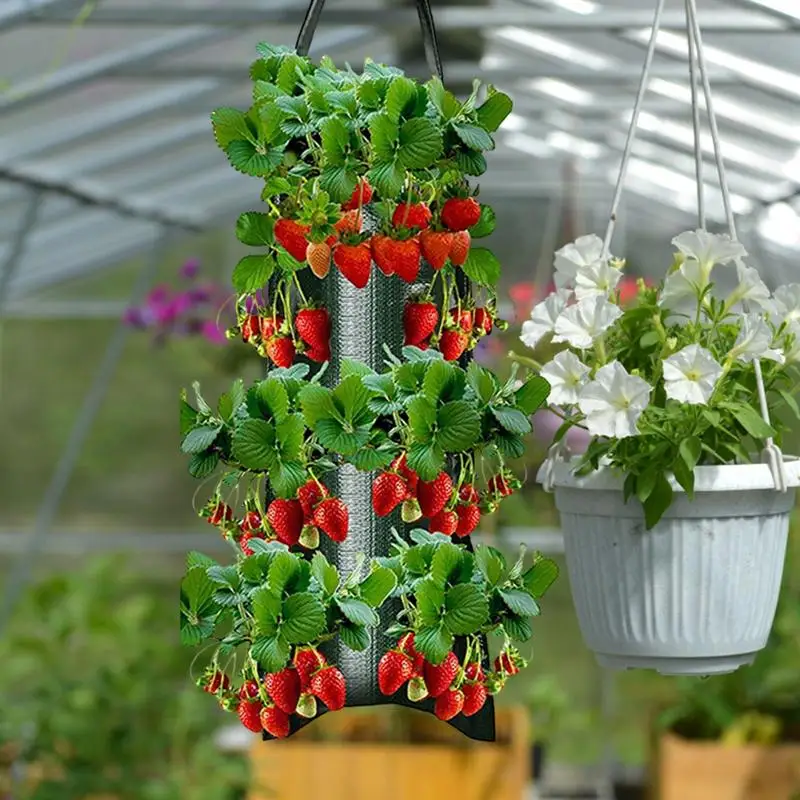 MultiFunction Canvas Hanging Tomato Grow Bag Upside Down Planter