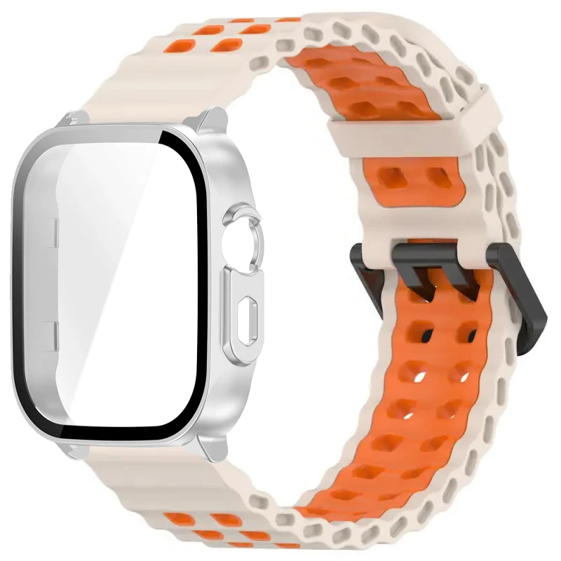 Silicone Band and Protective Case for Smartwatch - Premium Wristband Accessory Set with Screen Protector and Strap