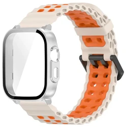 Silicone Band and Protective Case for Smartwatch - Premium Wristband Accessory Set with Screen Protector and Strap (Star Orange - star)