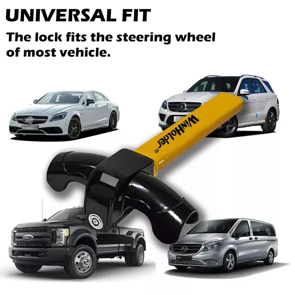 Universal Stainless Steel T-Bar Steering Lock High Security Anti-Theft Device Anti-Pry & DualGuard Keys for Car SUV Truck