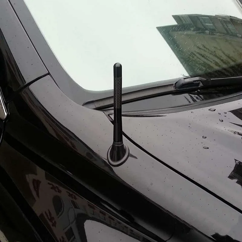 3.5cm/8cm/12cm Universal Car Short Radio Antenna Carbon Fiber Black Car Roof Antenna Radio Aerial FM/AM Metal Receiving Antennas car antenna
