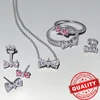 Hot Sale New Arrivals 925 Sterling Silver Exquisite Sparkling Small Bow Pink Stud Earrings Wedding Party Jewelry 2