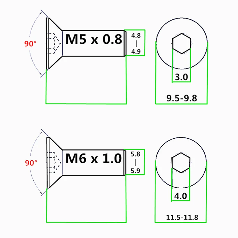 Рисунок 5 - M3 M4 M5 M6 * L = 8-40 мм шестигранные
