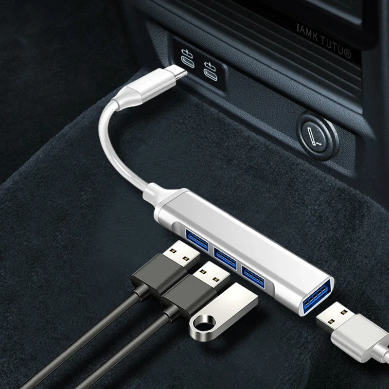 High-Speed 4-Port USB 3.0 Hub with Type C Splitter