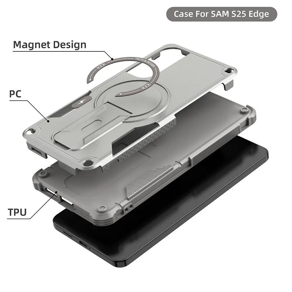 Enhanced Armor Magnetic Case with Magsafe Wireless Charging and Kickstand Feature