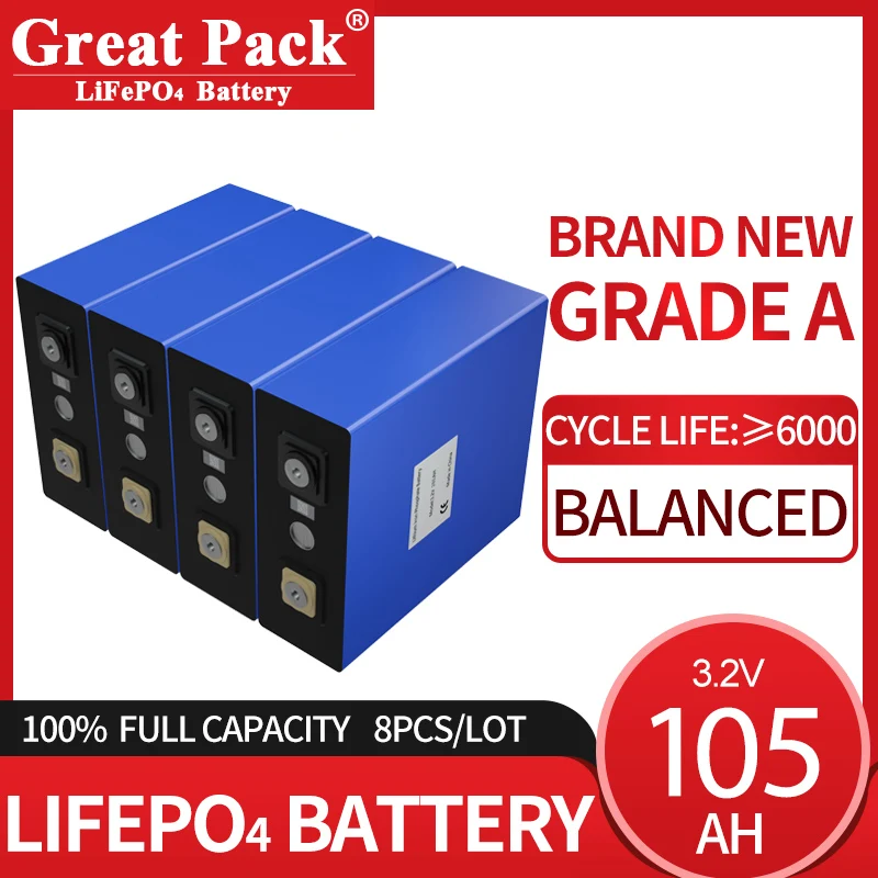 Home Energy Storage 8PCS EVE Rechargeable Battery Cell LiFePO4 Deep Cycle Full Capacity DIY Lithium Iron Phosphate |