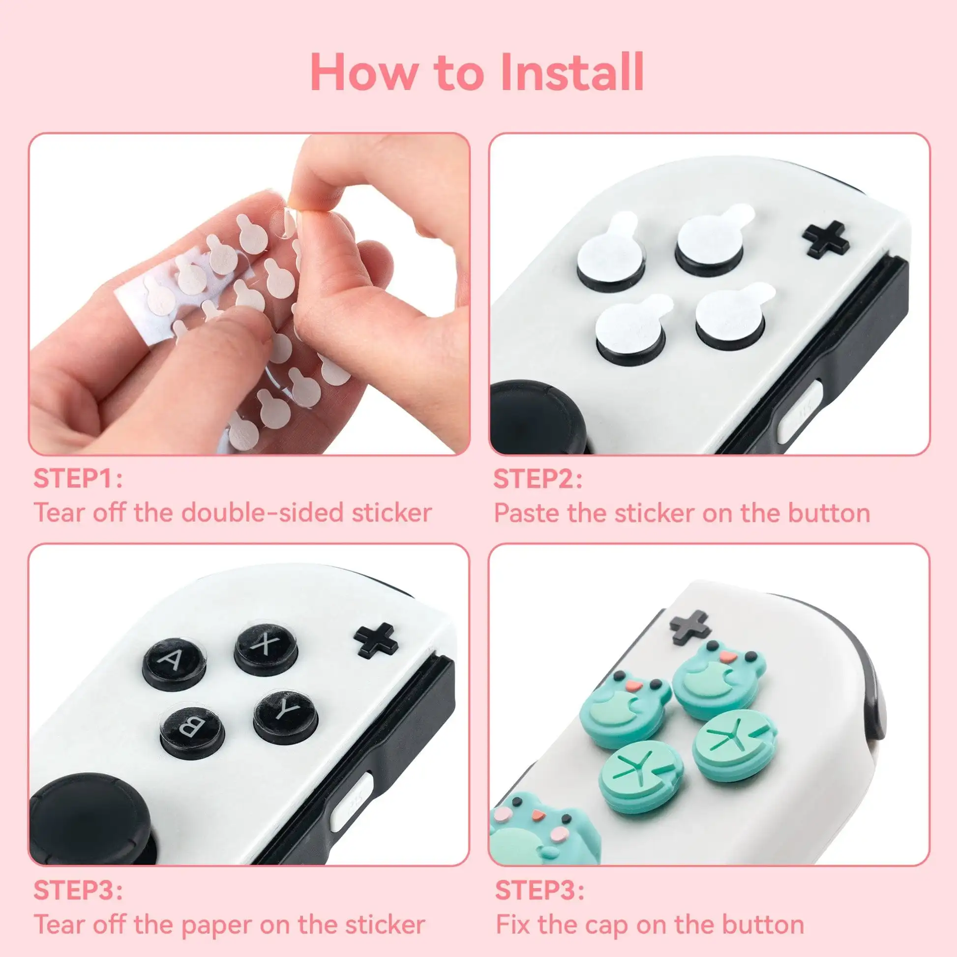 Geekshare Sapo Silicone Abxy Botões Chave Adesivo Joystick Capa Caps para Nintendo Switch Oled Cross D-pad Thumb Grips Sets - Image 2