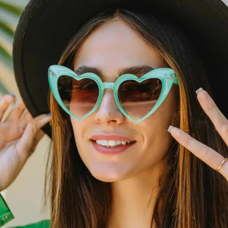 

Heart-Shaped Sunglasses Trendy All-Match Styling Glasses Multicolor Love Sunglasses Large Frame Peach Heart Sunglasses for Women