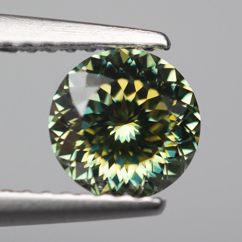 GRA 인증서가 있는 모이사나이트 루즈 스톤 다이아몬드, 그린 라운드, 100 면 컷, 1.0ct, 신제품