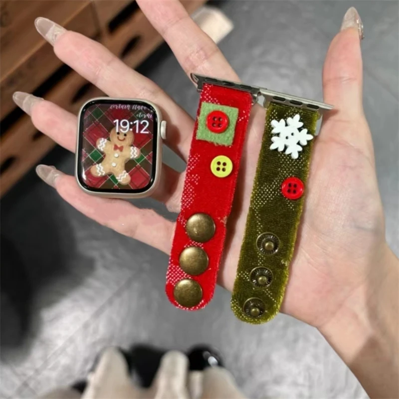 

Ремешок в стиле ретро для Apple Watch Series 9 8 7 6 SE 5 3, шерстяной браслет для iWatch Band Ultra2 49 мм 42 мм 44 мм 45 мм, женский браслет