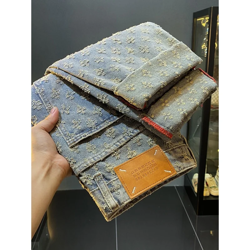 2024new high street jeans men's fashion fashion brand Korean style all-match casual street loose straight wide-leg pants