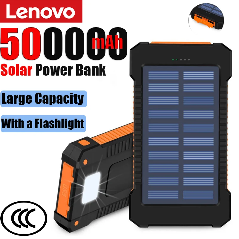 Batterie externe portable solaire Lenovo 500000 mAh grande capacité, charge ultra-rapide, pour iPhone, Huawei, Samsung 1 Batterie externe portable solaire Lenovo 500000 mAh grande capacité, charge ultra-rapide, pour iPhone, Huawei, Samsung 1