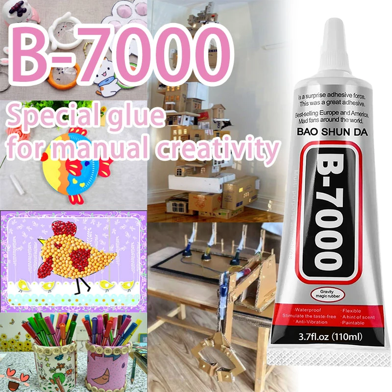 B7000 Glue, mobile phone screen glue, suitable for jewellery, house building models, dried flowers, wooden frames, fabrics, cardboard, woolen materials, universal crafts creative soft glue, anti-clogg - 3