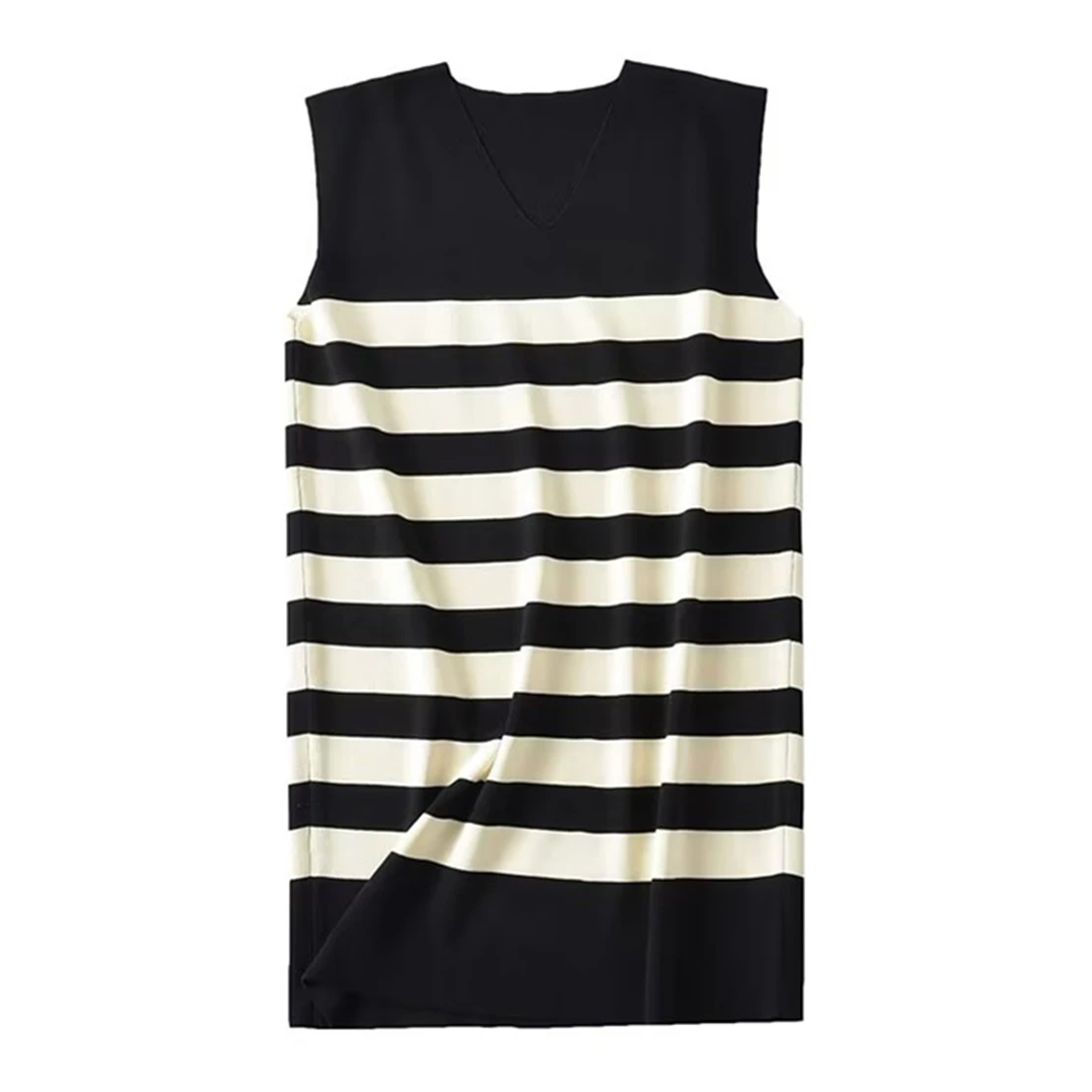 

Elmsk Fashion Striped Knitted Loose Dress Women Office Lady Casual Sleeveless Midi Summer Dress