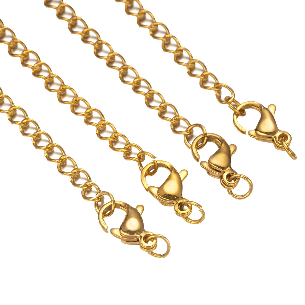 10 Stück Edelstahl-Verlängerungsketten mit Karabinerverschlüssen, Verbindungsglied, Halskette, Schwanzherstellung, DIY-Armband, Zubehör, Zubehör – Detail 5