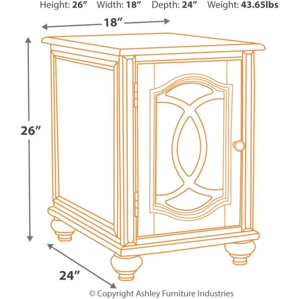 Realyn Chairside End Table, White/Brown Wood 3