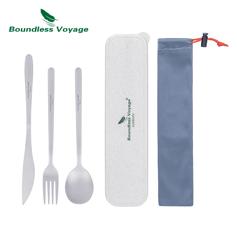 Boundless Voyage Titanium Camping Flatware Tableware Utility Cutlery Set Chopsticks Knife Fork Spoon Set