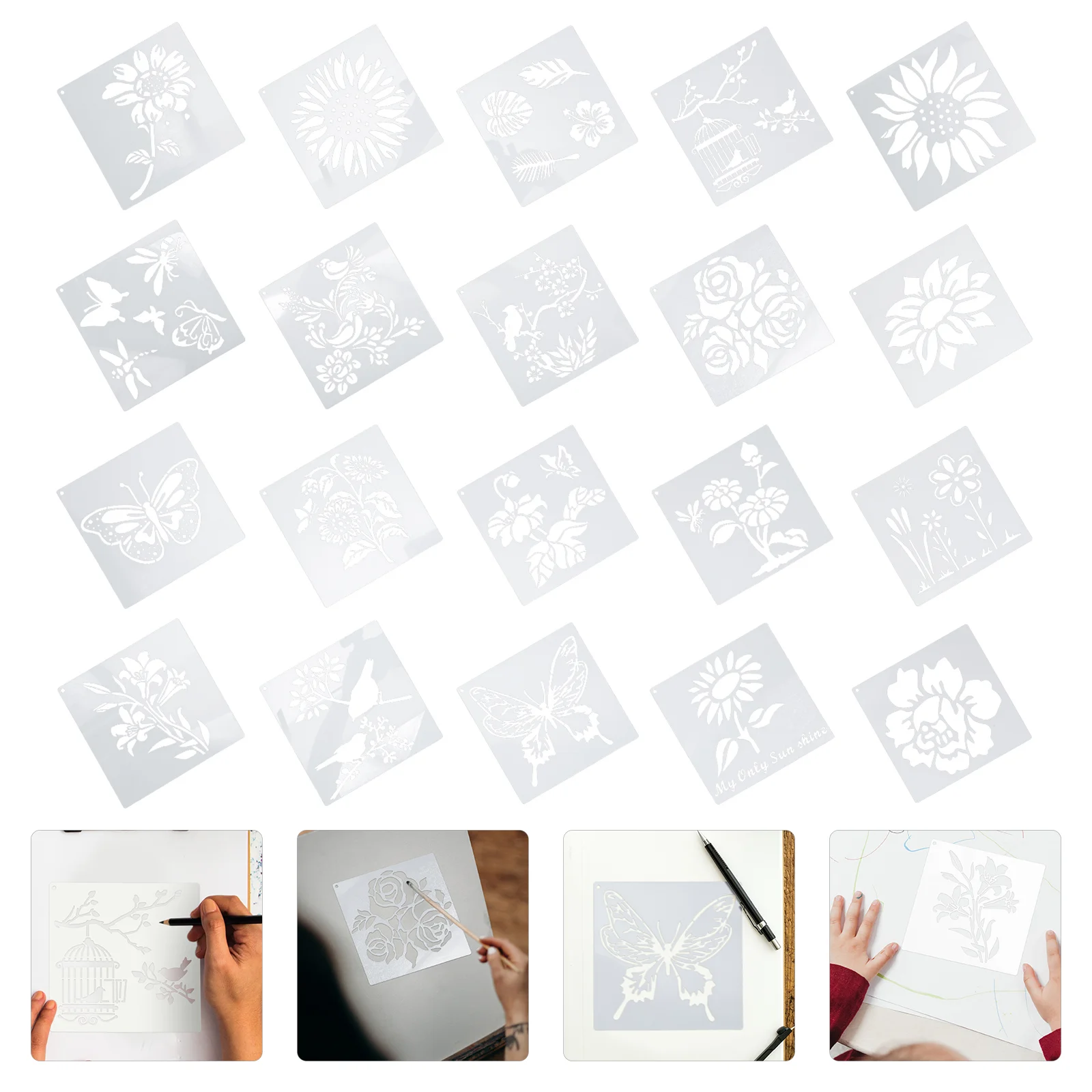 

20 Pcs Painting Engraving Template DIY Stencil Hollow Out Supplies Handicraft Drawing Plastic Templates Child