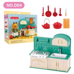Miniature Dollhouse Furniture: Forest Family Kitchen Dining Table Set (D04)