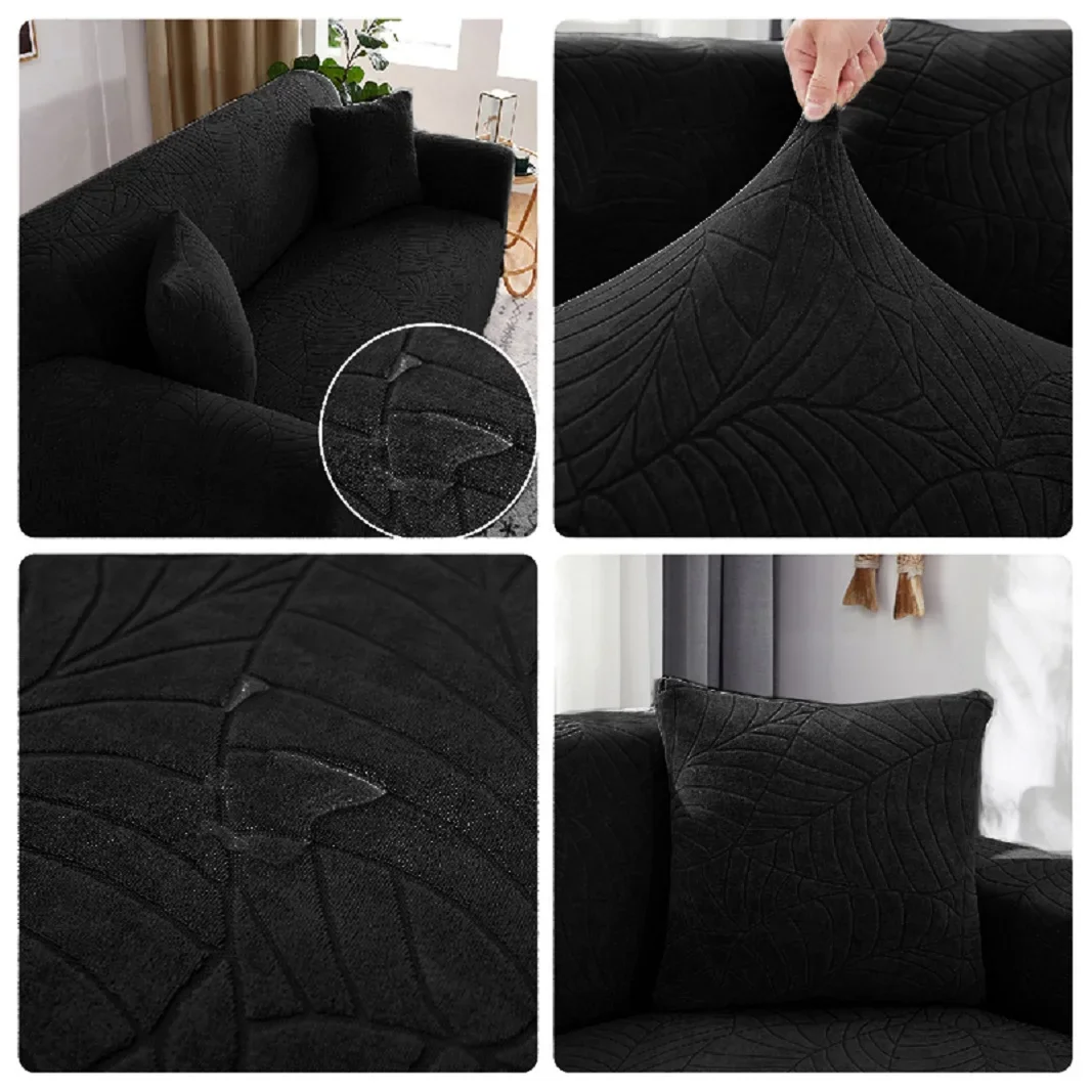Jacquard-Sofabezüge für 1/2/3/4 Sitze, Einfarbiger Couchbezug, L-förmiger Sofabezug-Schutz, Bankbezüge – Detail 14