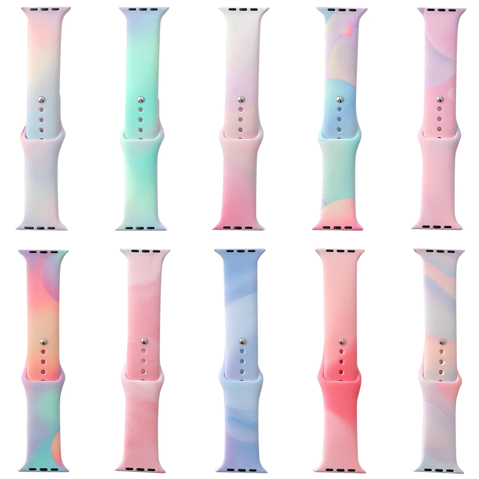 Silicone Colorful Aurora Band For Apple Watch Band 38mm 40mm 41mm