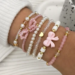 Elegant Pearl and Beaded Bow Bracelets Set - Charming Jewelry Gift Collection (SL - 3003)
