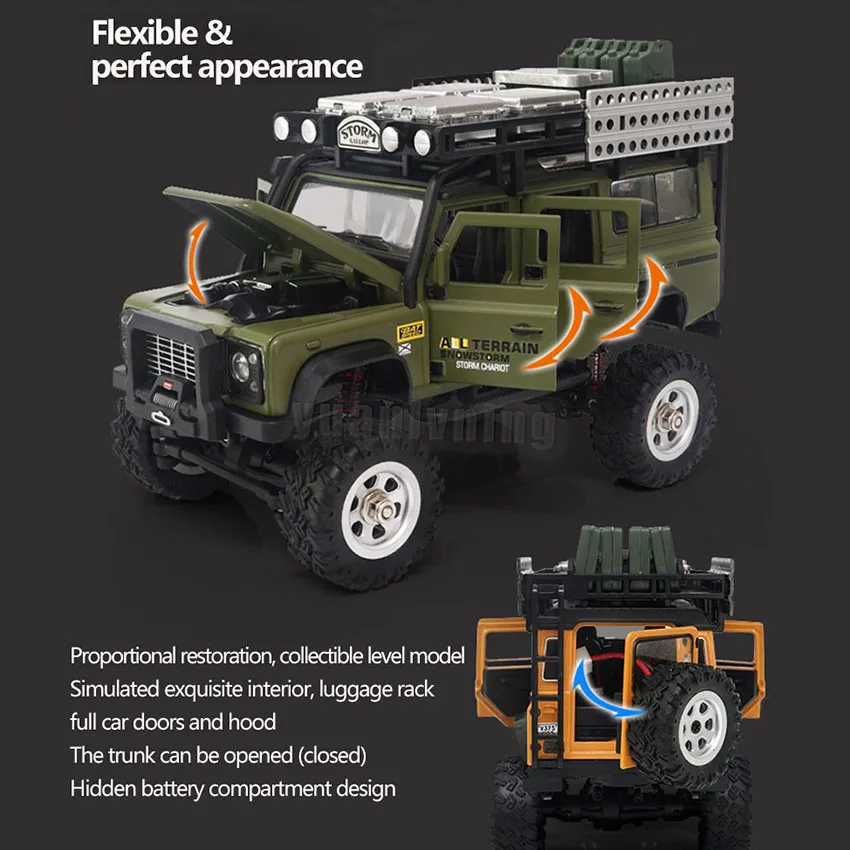 Alloy Mini Simulation RC Car 1/28 Remote Control  Powerful Torque 2.4G Off-Road Climbing Crawler Vehicle Toys For Children Gift 4