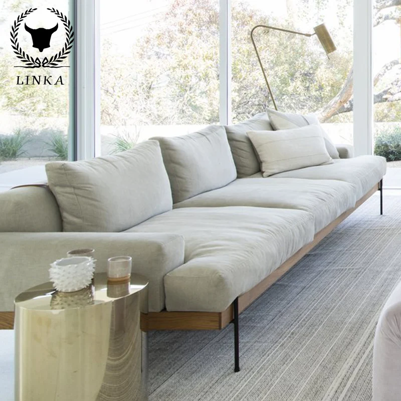 

Нордический однотонный деревянный диван из овечьей шерсти, тихий дизайн, пуховые белые бревна, современный Минимализм