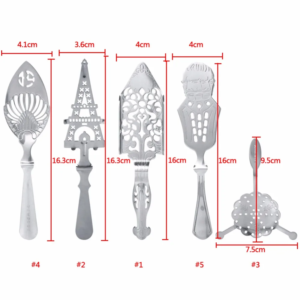 Absinthe Spoons Wire Mixed Strainer Cocktail Shaker Drinking Colander Filter Stainless Steel Wormwood Spoon Accessories cocktail spoon,cocktail stirrers